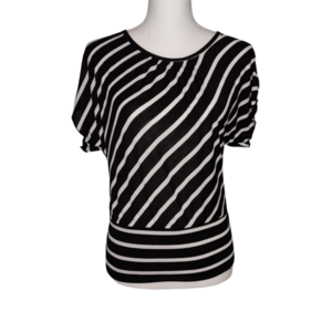 A. Byer Women's Striped Open Lace Back Butterfly Sleeve Top